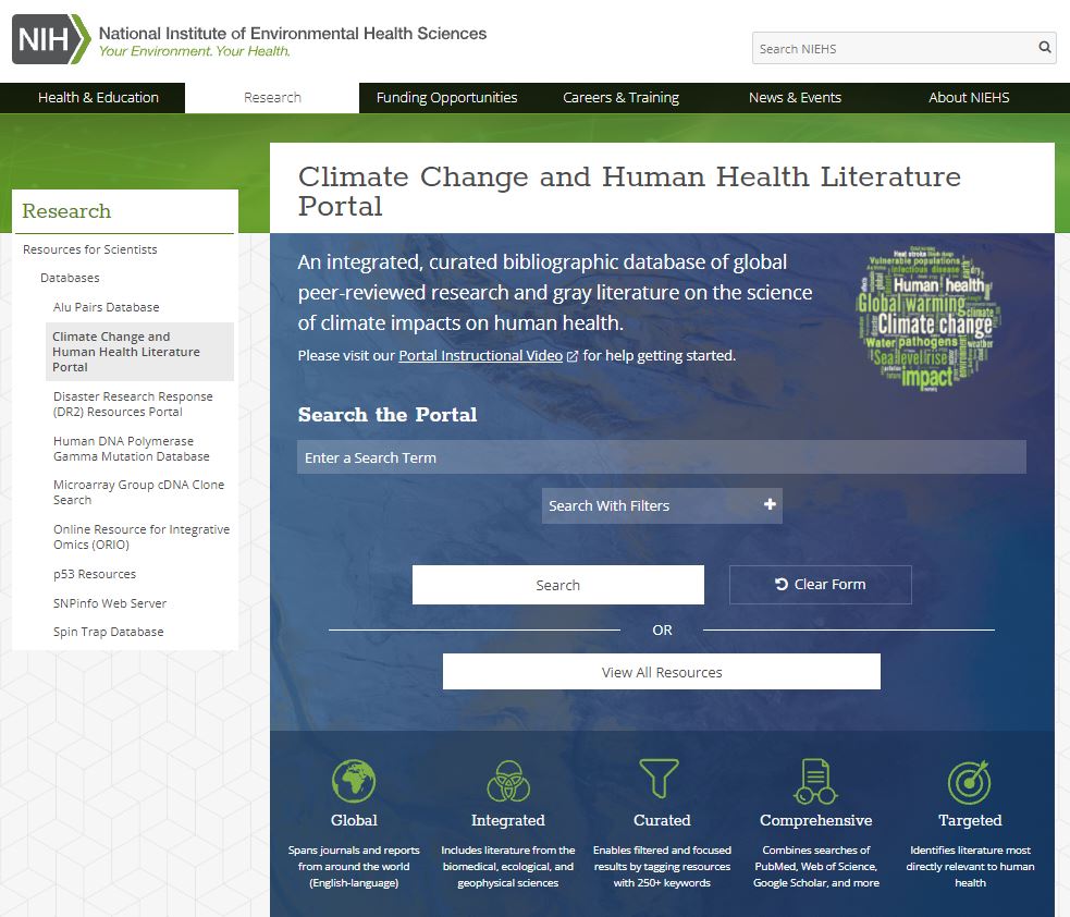 Climate Change and Human Health Literature Portal – Recercapau